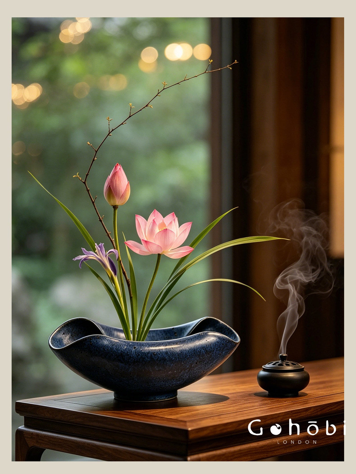 Gohobi Japanese Ikebana Ceramic Vase – Jingdezhen Medieval Style Large Flower Arrangement Vessel