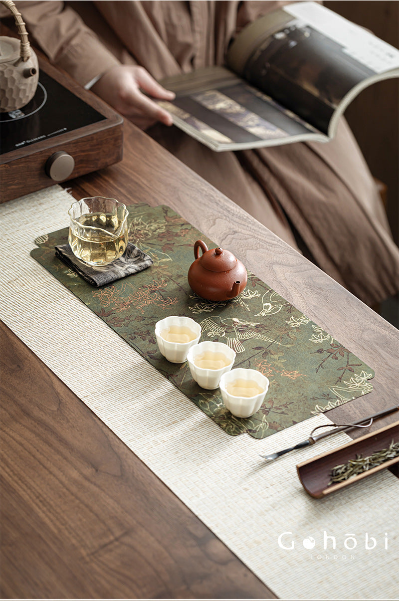 Gohobi Xiangyun Silk Tea Table Runner – Double-Sided Tea Mat Dry Brew Cloth