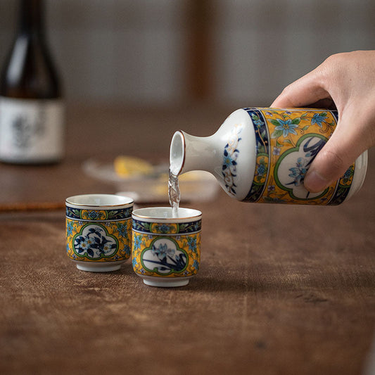 Gohobi Japanese Hasama Burnt Ceramic Hip Flask Set Tea Set Sake Set [Made In Japan]