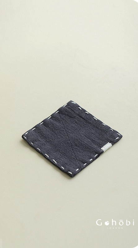 Gohobi Japanese Style Ramie Embroidered Coaster – Handmade Fabric Tea Cup Mat
