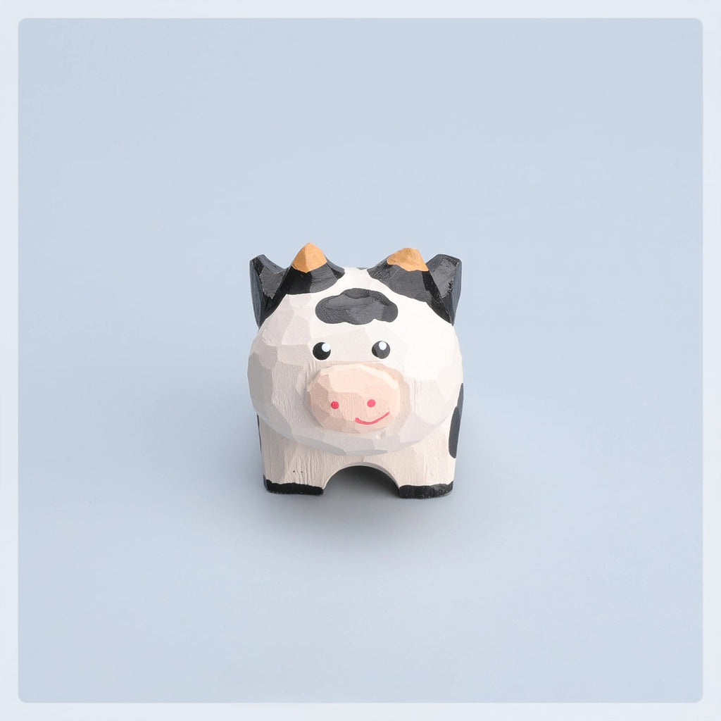 Gohobi Hand-Carved Wooden Cow Figurine