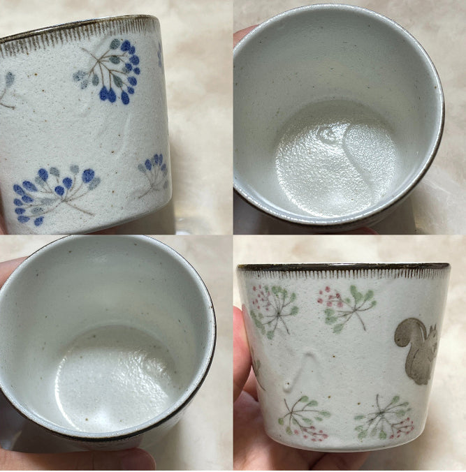 Gohobi Japanese Mino-Fired Squirrel Swallow Ceramic Cups and mugs [Made In Japan]