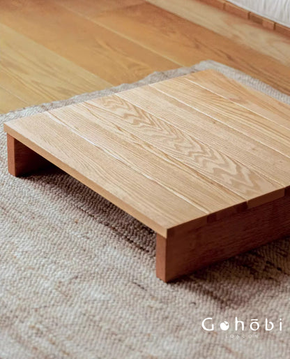 Gohobi Handmade Solid Wood Tatami Floor Platform – Japanese Style Red Oak & Black Walnut Bay Window Seating | FSC Certified Furniture