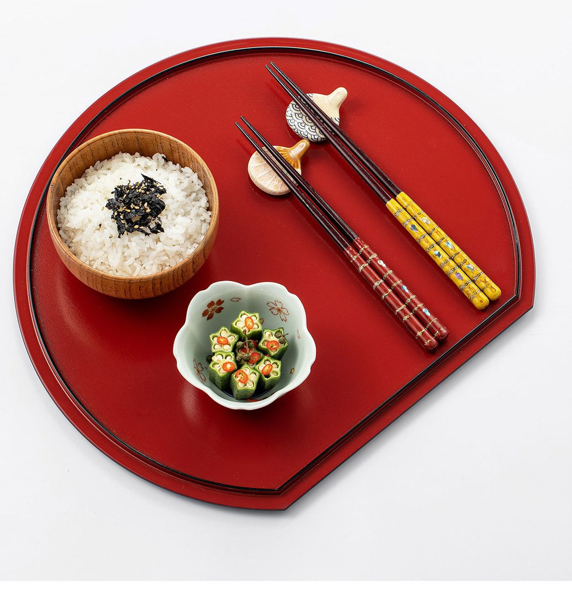 Gohobi Japanese Resin Half-Moon Dinner Plate Decorative Tray [Made In Japan]