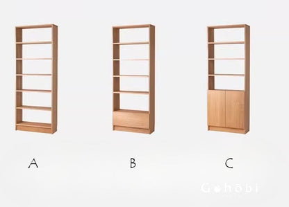 Gohobi Handmade Solid Wood Storage Cabinet – Multi-Layer Wooden Shelving Unit for Living Room or Study | FSC Certified Furniture