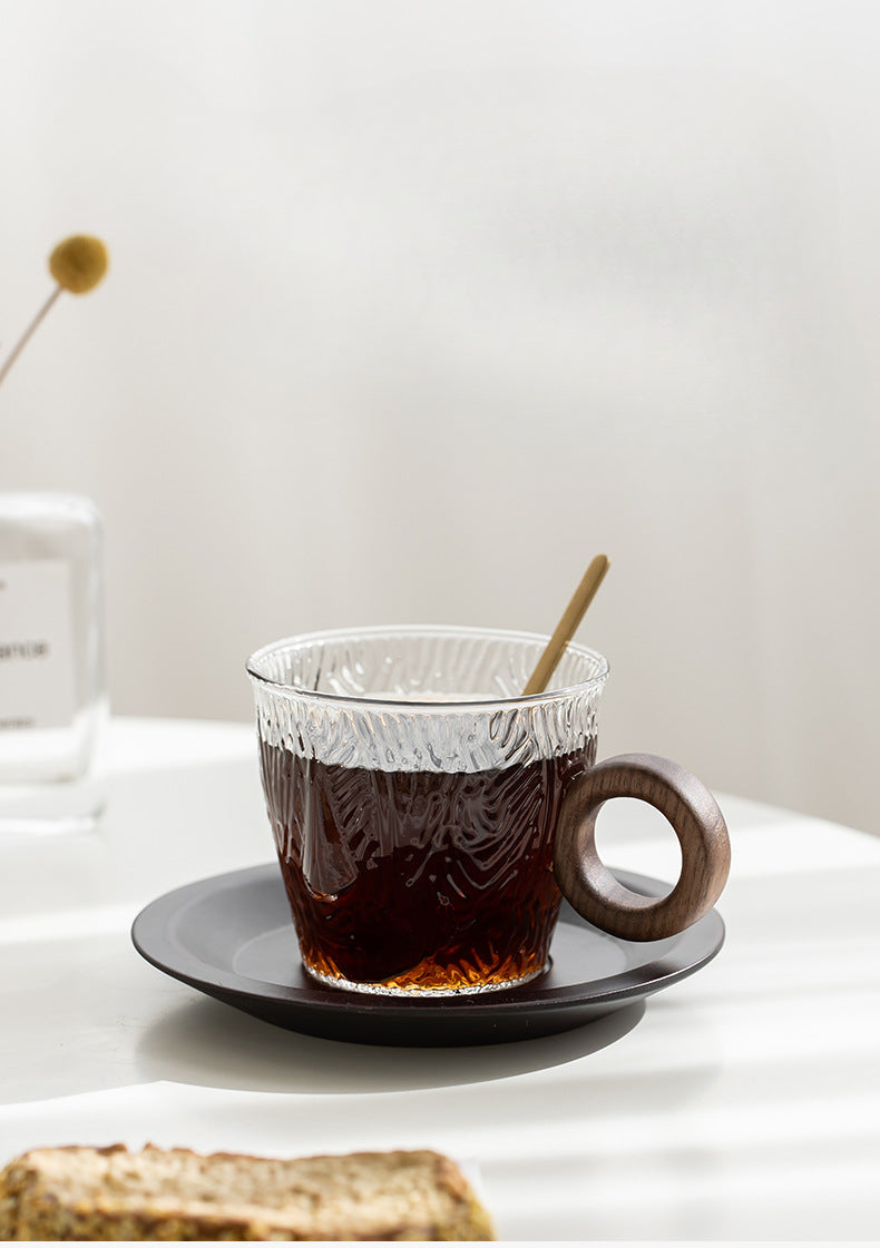Gohobi Japanese Glass Coffee Cup with Saucer 006