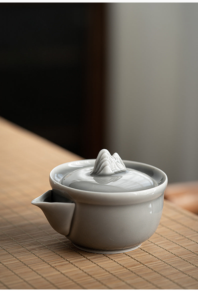 Gohobi Japanese Style Ice Grey Gaiwan Travel Tea Set 004