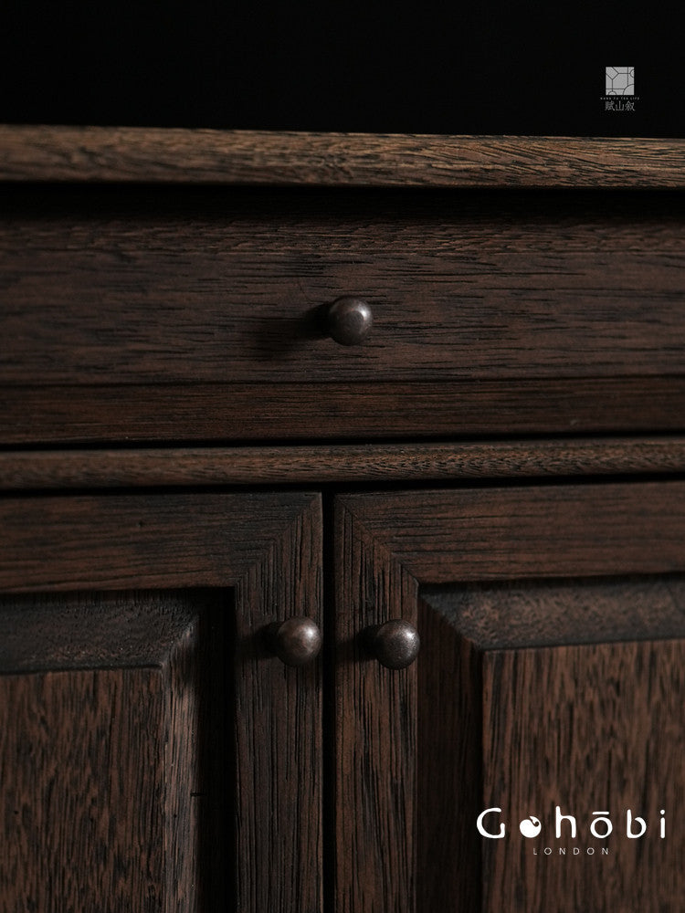 [賦山敘 x Gohobi] Gohobi Shanghai Style Teak Tea Cabinet – Solid Wood Retro Tea Table Side Cabinet