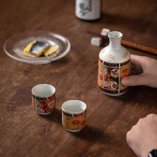 Gohobi Japanese Hasama Burnt Ceramic Hip Flask Set Tea Set Sake Set [Made In Japan]