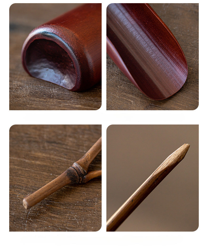 Gohobi Retro Bamboo Chaze Tea Tool Set – Handmade Chinese Tea Lotus Scoop, Teaspoon & Tea Needle Three-Piece Set