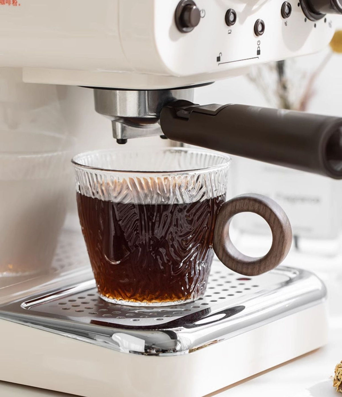 Gohobi Japanese Glass Coffee Cup with Saucer 006