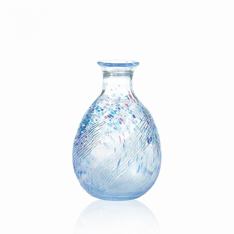 Gohobi Toyo Sasaki Japanese Hammered Glass Sake Jug Set – Stained Glass Wine Set Gift | Made in Japan