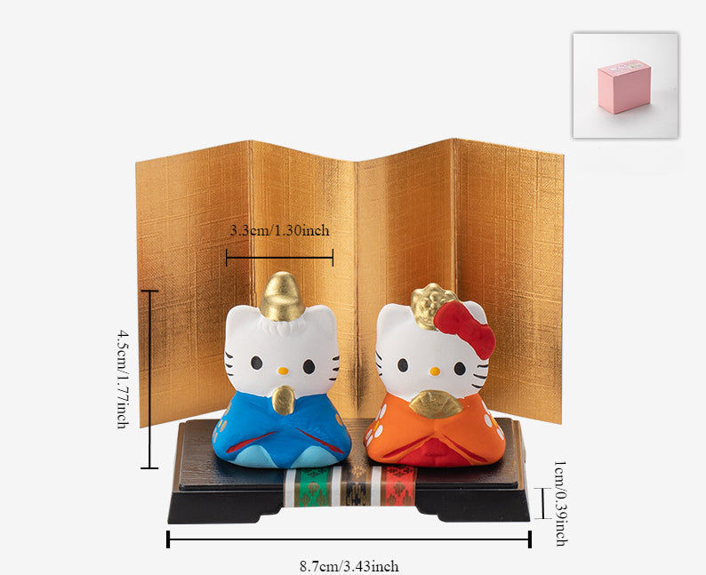 Hello Kitty Couple Ornaments - Ceramic Cute Desktop Decorations Gift Box [Made In Japan]