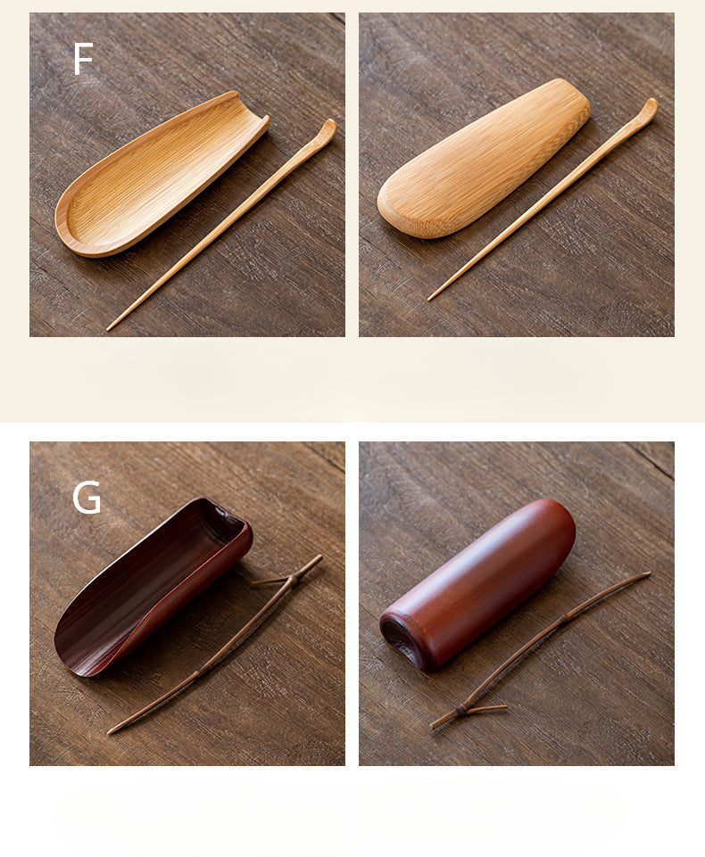 Gohobi Retro Bamboo Chaze Tea Tool Set – Handmade Chinese Tea Lotus Scoop, Teaspoon & Tea Needle Three-Piece Set