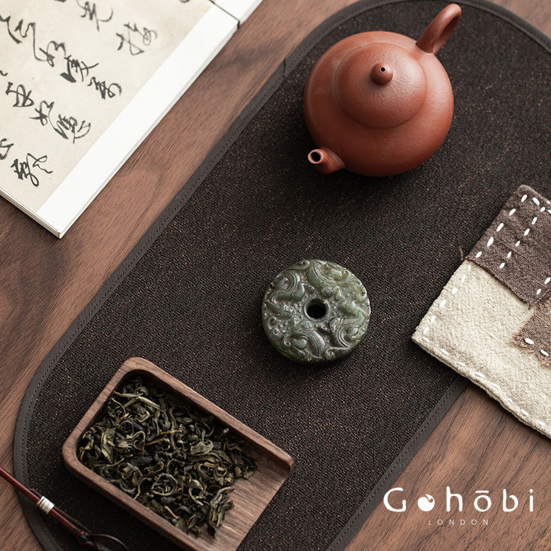 Gohobi Antique Style Jade Pendant – Pixiu and Ruyi Tea Ceremony Decorative Pendant