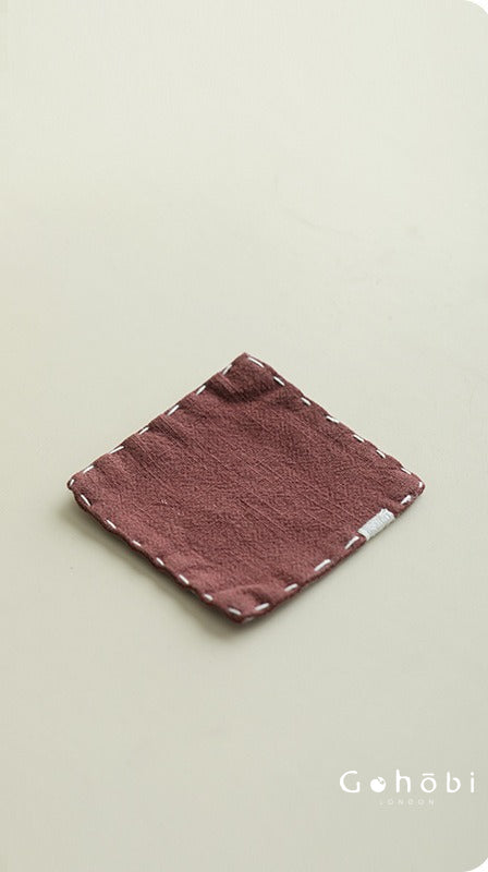 Gohobi Japanese Style Ramie Embroidered Coaster – Handmade Fabric Tea Cup Mat