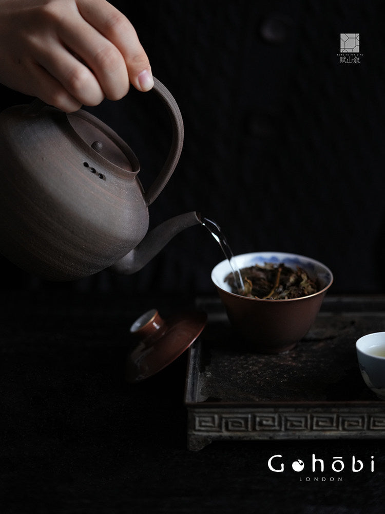 [賦山敘 x Gohobi] Gohobi Old Rock Clay Teapot with Lifting Beam – Chaoshan Gongfu Tea Kettle for Open Flame