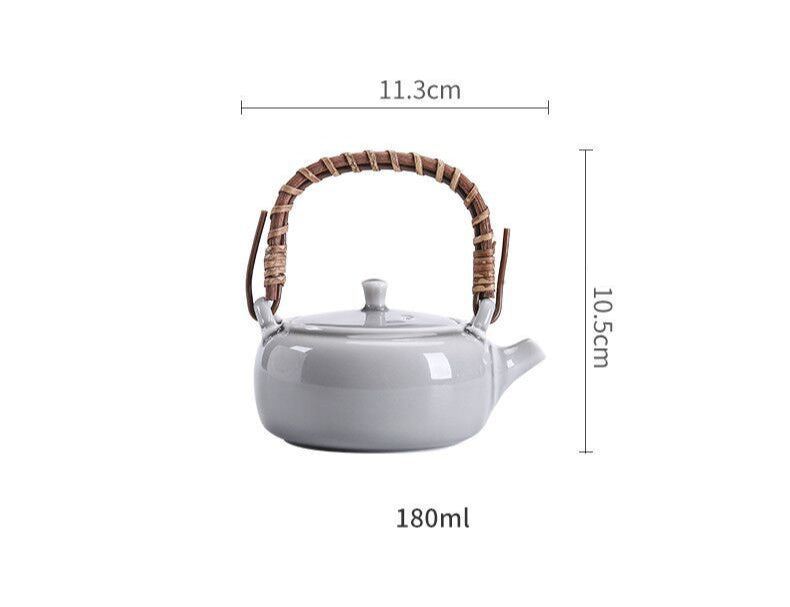 Gohobi Japanese Style Ice Grey and Green Teapot 006
