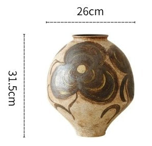 Gohobi Japanese Wabi-Sabi Hand-Painted Flower Vase – Handmade Sand Texture Ceramic Ornament