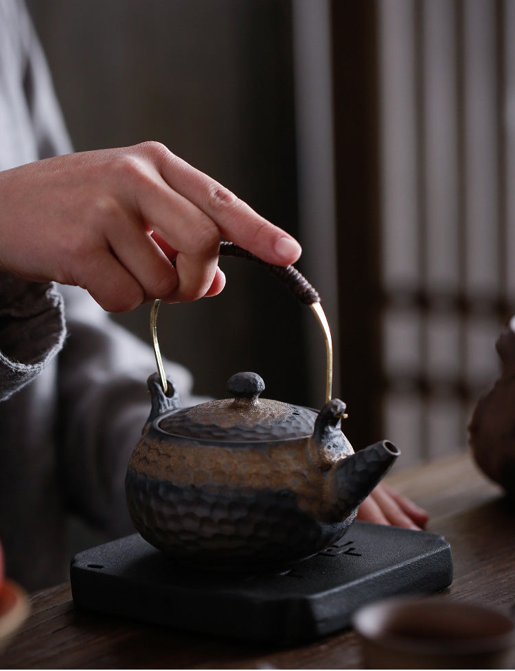 Gohobi Handmade Golden Black Large Teapot