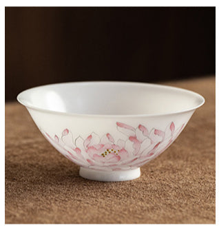 Gohobi Hand-painted Jade White Lotus Porcelain Tea Cup