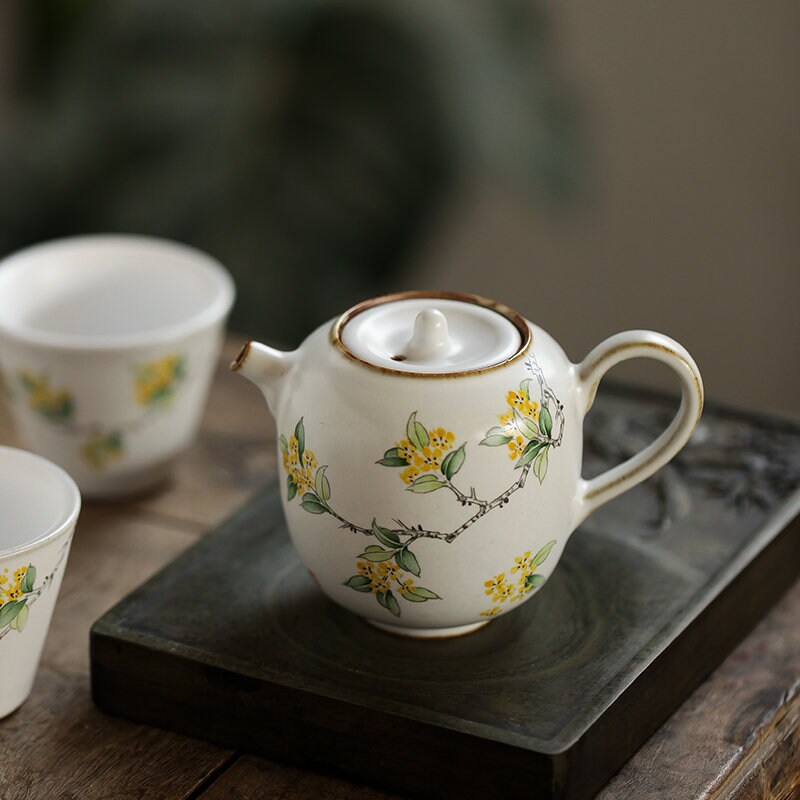 Gohobi Hand painted  Osmanthus Teapot Ceramic Chinese Gongfu tea Kung fu tea Japanese Chado