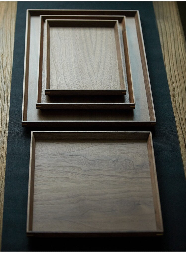 Gohobi Wooden Tea Trays Serving Trays Gongfu tea trays (4 versions) Japanese Chado Black walnut