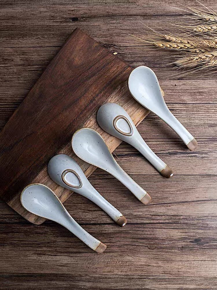 Gohobi handmade soup spoon Japanese Chinese large spoon oriental utensil tea spoon
