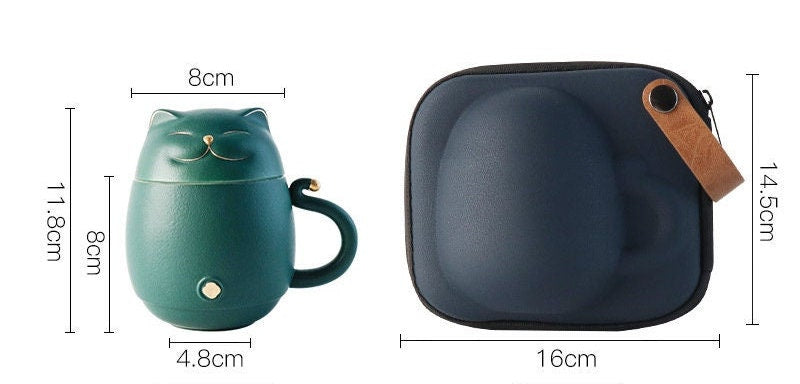 Gohobi Cat tea cup [UK stock] with Infuser office Tea Mug with Lid  Lucky cat Japanese cat tea mug