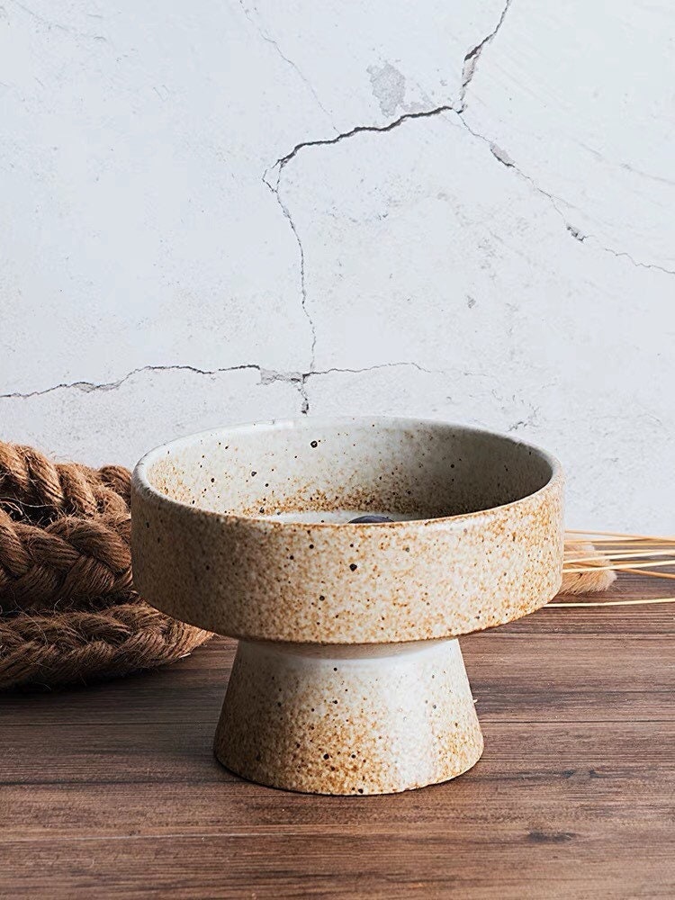 Gohobi Handmade ceramic bowl plate Japanese style tableware stoneware raised stand