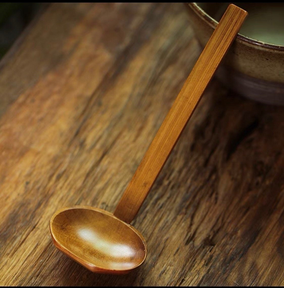 Gohobi Wooden soup spoon pho spoon Japanese Chinese large spoon oriental utensil ramen spoon