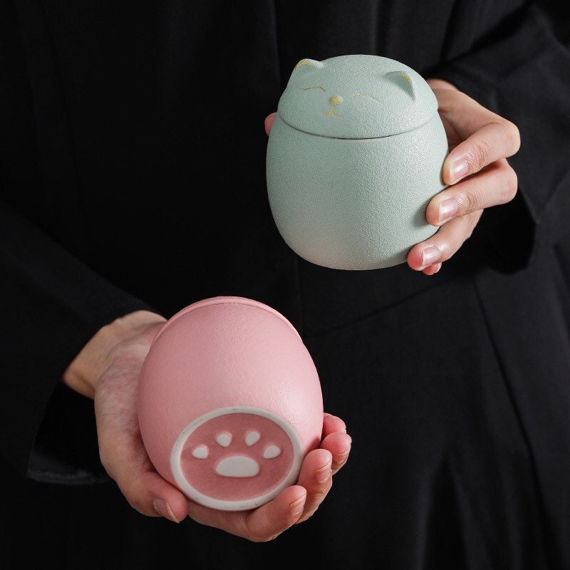 Gohobi Cat tea container storage bottle jar Lucky cat Japanese cat