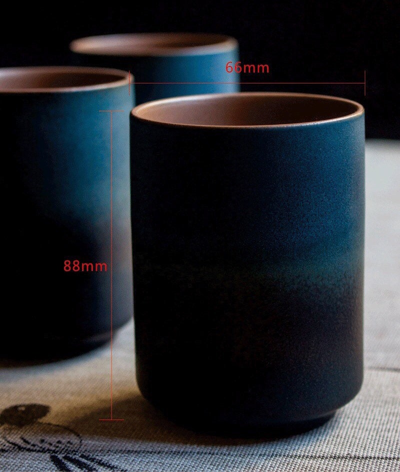 Gohobi Ceramic Japanese style blue teacup tableware stoneware coffee cup sake cup green tea cup