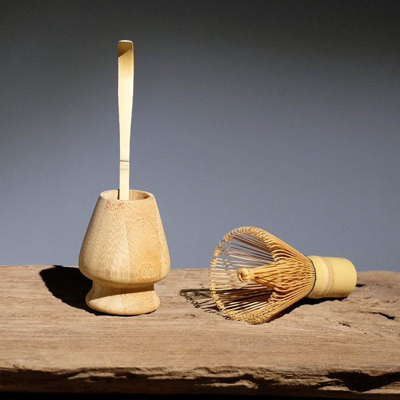 Gohobi Bamboo Matcha Tool Set with Bamboo Whisk, whisk holder and spoon, tea ceremony tool gift set, Japanese Tea tool set