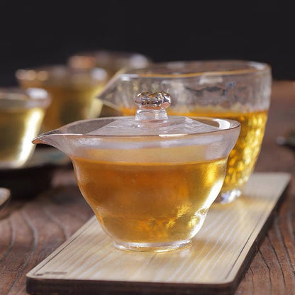 Gohobi Handmade tea glass gaiwan tea cup Chinese Gongfu tea Kung fu tea Japanese Chado Glass Tea Pitcher