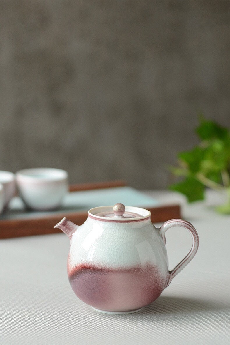 Gohobi Handmade Pink Tea pitcher/ Fair cup, Hand painted, vintage, high quality, Rustic, Minimalistic Japanese Tea [Pink Glazed collection]