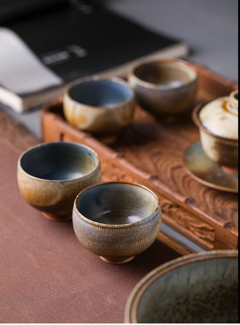 Gohobi Handmade ceramic yellow tea cup Chinese Gongfu tea Kung fu tea Japanese Chado crystal gemstone colour [Chai Kiln collection]