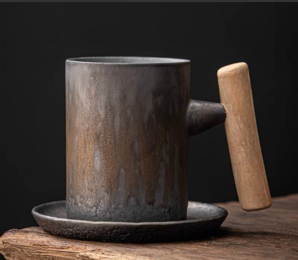 Gohobi handmade ceramic metallic glaze coffee mug tea cup mug Japanese vintage style stoneware