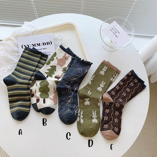 Floral socks Women Winter Socks gift wool flowers Korean Japanese socks