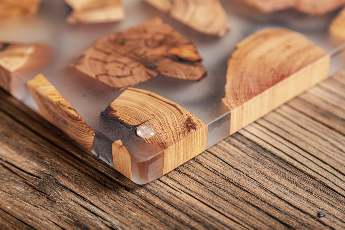 Gohobi Handmade Wood Resin placemats Rectangle 29 x 21.5cm luxury epoxy tea drink placemat unique tableware Japanese wooden drinkware unique