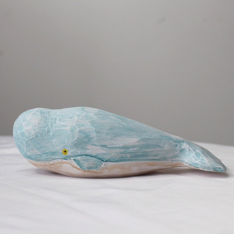Gohobi Hand crafted wooden blue whale ornaments unique gift for him for her