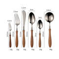 Gohobi a set of 6 wooden handle cutlery set 100% stainless steel travel cutlery set